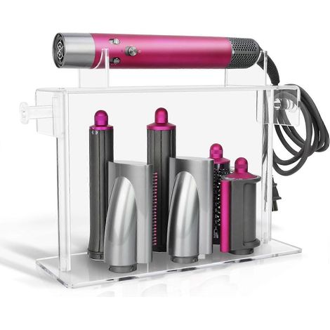 Support de rangement compatible avec les accessoires du styler Dyson Airwrap, organisateur de comptoir transparent avec 6 emplacements pour les embouts longs. (1/5)