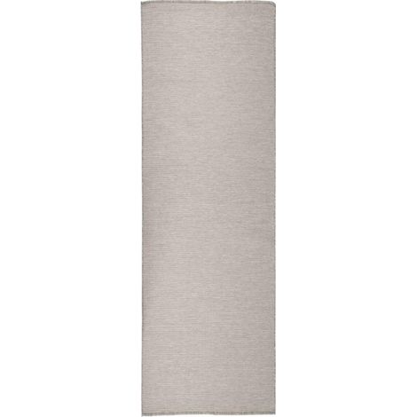 Tapis extérieur à tissage plat Terrasse Salon Cuisine - Tapis de jardin 80x250 cm Taupe BV405571 - BonneVie (1/5)