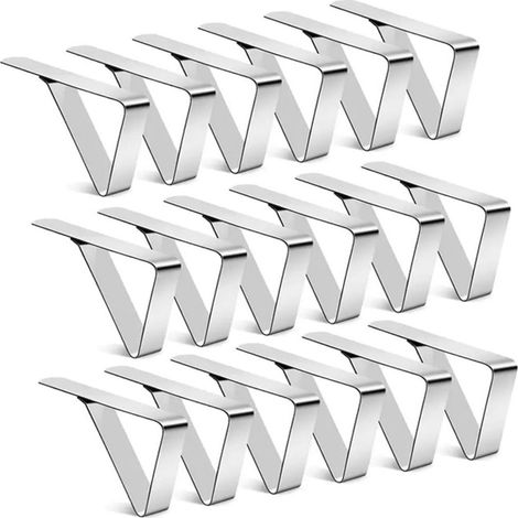 Lot de 18 pinces à nappe robustes en acier inoxydable, résistantes au vent, pour une utilisation intérieure et extérieure. (1/5)