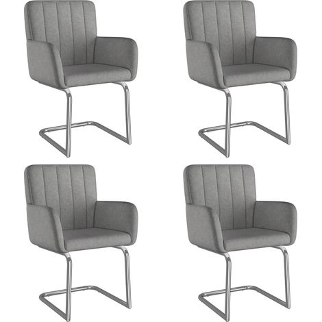 Set mit 4 grauen Esszimmerstühlen aus Kunstleder mit Z-förmigen Metallbeinen (1/5)