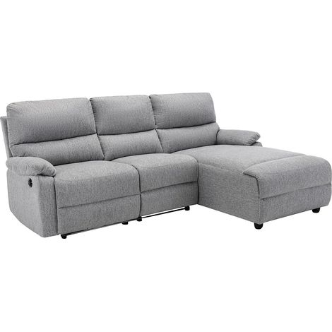 Divano angolare relax elettrico in Tessuto Grigio - Angolo a destra - LUNANO (1/5)