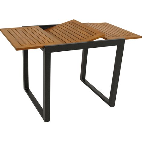 RIVELLO: Balkon-Ausziehtisch 80/120x70cm rechteckig, Gestell Aluminium anthrazitfarben, Platte Akazie geölt, FSC-zertifiziert