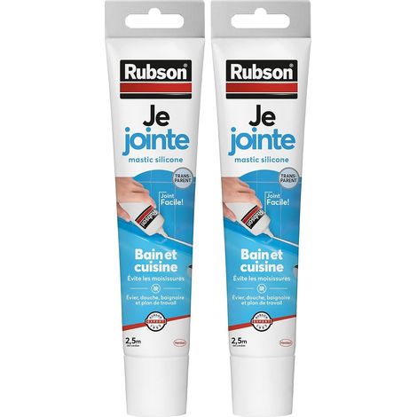 Je Jointe Mastic Transparent 50 ml, mastic étanche anti-moisissure en tube prêt à l'emploi, mastic silicone durable pour joints sanitaires spécial Bain & Cuisine, Lot de 2 (1/5)