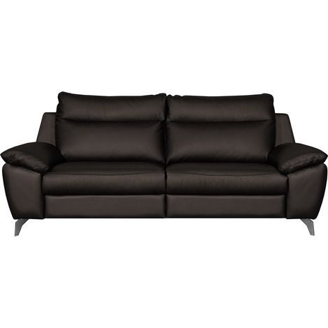 Canapé taille 3 places avec 2 relax en 100% tout cuir épais de luxe italien avec 2 relax électriques, PERINI, chocolat (1/5)