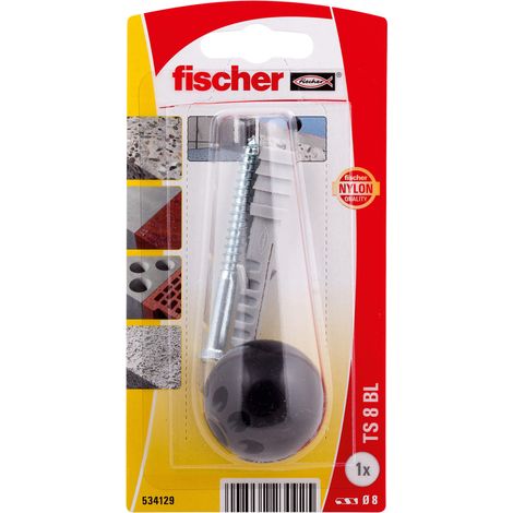 Kit de fixation butée de porte noire - Fischer (1/2)