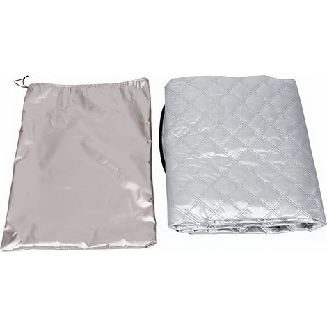 Pare-soleil pare-brise pour Fiat Ducato X250/X290 (2006-2026), en 210D Oxford composite aluminium, avec sac de rangement et fermeture éclair, protection anti-UV, anti-givre et anti-grêle (1/5)