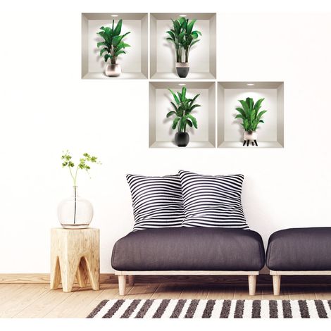 Stickers 3D plantes feuilles de palmiers exotiques 80 x 80 cm (1/4)