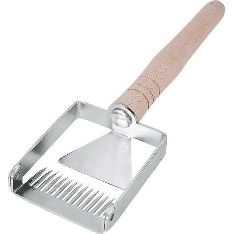 Grattoir à miel en acier inoxydable pour ruche, fourchette à désoperculer, manche en bois robuste (1 pièce, marron) (1/5)