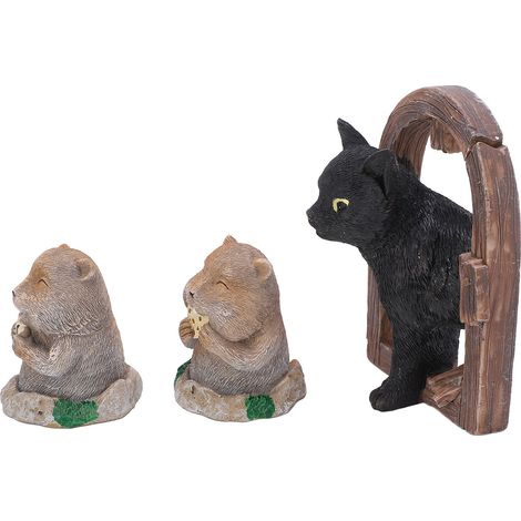 Lot de 3 ornements de gaufre en résine, reproduction d'animal (chat gaufre), sculpture décorative pour jardin (1/5)