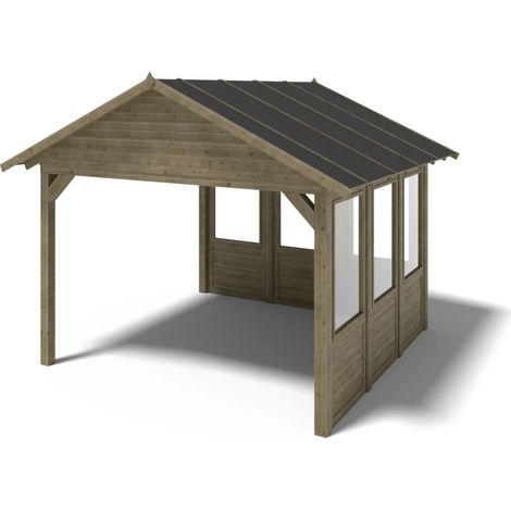 Pergola de jardin 4,04x4,04m avec panneaux - traité (1/5)