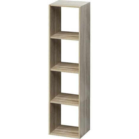 Étagère 4 cases - JUANIO - Colonne 4 cubes - Chêne - Bois - L34,4 x P32 x H133,4 cm (1/4)