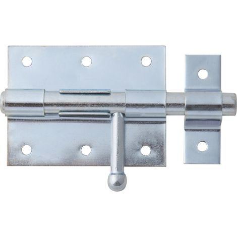 Verrou de box avec poignée ronde et gâche fixe – acier zingué – 116 mm – plaque 80 x 63 mm – Marque Alberts (1/2)