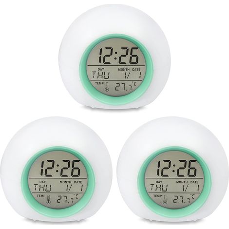 3X RéVeil pour Enfants - Horloge Numérique À Lumière ÉVeiller (1/5)