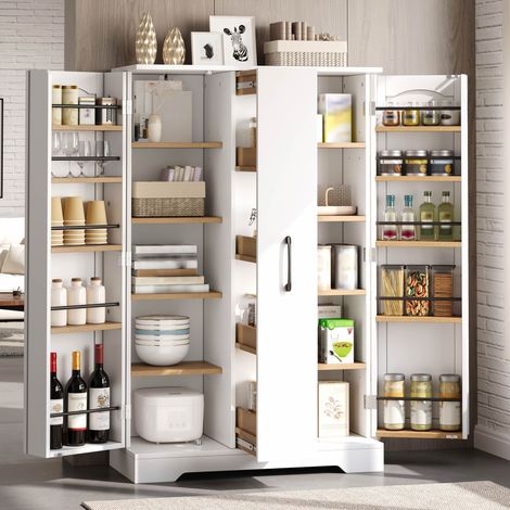 Buffet de cuisine 120x78x35cm buffet rangement double porte tiroir coulissant 4 niveaux étagères réglables - mdf - blanc (1/5)