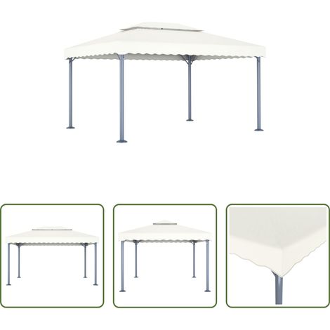 vidaXL Pavillon - Tonnelle 400x300 cm Crème Aluminium (1/5)