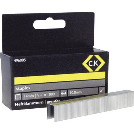 C.K 496005 Grapas negras 14 mm x 10,5 mm - 1000 unidades