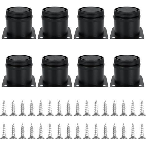 Set of 8 Adjustable Furniture Legs, Black, Ø 50 mm/Height 50 mm, Stainless Steel Metal Sofa Legs, Coffee Table Legs for TV Stands, Cabinets, Beds, Workstations, with 32 Screws (1/5)