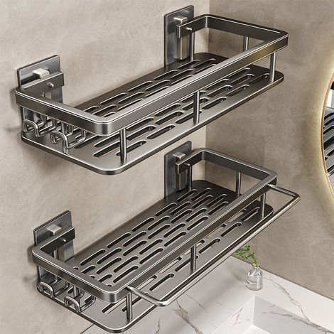 2 étagères de salle de bain, support de douche, support de douche sans perçage, accessoires de salle de bain, support de douche, support de douche, support de dou