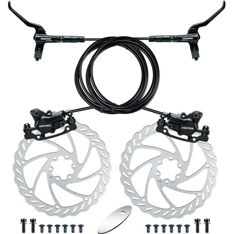 Kit de frein à disque de vélo, ensemble de frein à disque hydraulique avec étrier de pression d'huile en aluminium et levier de frein de vélo en alliage d'aluminium, 2 rotors de 140 mm/160 mm/180 mm (1/5)