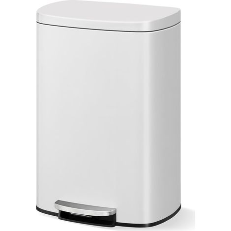 Poubelle Cuisine 50L Acier Inoxydable Pédale Soft-Close Couvercle (1/5)