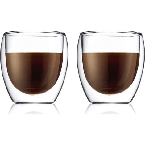 Verres Double Paroi 6 pièces – Tasses Café 250ml – Résistants à la Chaleur – Borosilicate – Lave-Vaisselle