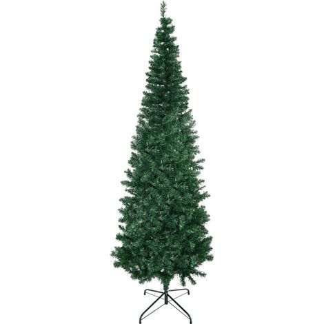 Sapin de Noël artificiel, avec support, LED, 2,1 mètres de haut, 1 poinsettia, vert (1/5)