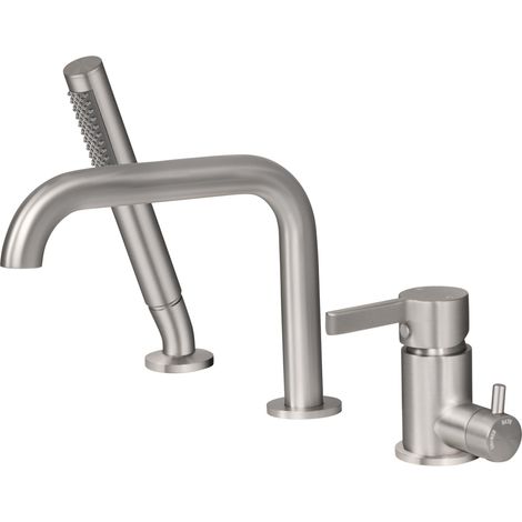 Robinet Baignoire 3 Trous, Mitigeur Baignoire 3 Trous avec Rotatif 360°, Robinetterie de Baignoire avec Douchette, Brossé, 11Y2OK (1/5)