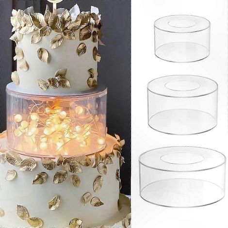Présentoir à gâteaux en acrylique transparent avec outil de lissage des bords pour la pâtisserie et la décoration d'événements (taille S) (1/5)