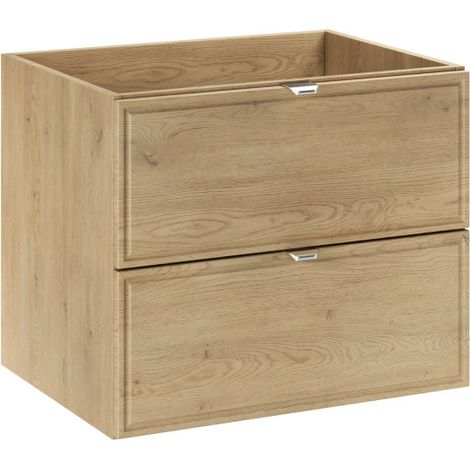 Meuble sous vasque 60cm Salle de Bain à 2 tiroirs - L 60 x P 46 x H 50 cm - Caldera clair - Livraison gratuite