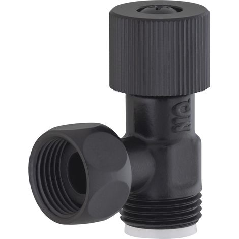 Nt Noyon & Thiebault – Robinet équerre d'arrêt noir en laiton MF3/8 – Finition élégante – Écrou femelle mobile pour installation facile – Pour contrôle d'eau WC