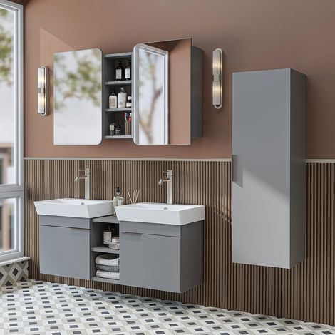 Roomart LYCIA-120 Bad-Set 4-tlg 121 cm breit, Grau