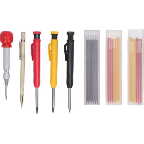 Ensemble de crayons de menuiserie, stylo à tracer en carbure avec recharges, affûteur de poinçon central, outil de travail du bois (1/5)