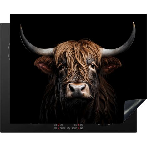 PROTEZIONE PER PIANO COTTURA A INDUZIONE Highlander scozzese - Ritratto - Nero - Animale 65x52 (1/5)