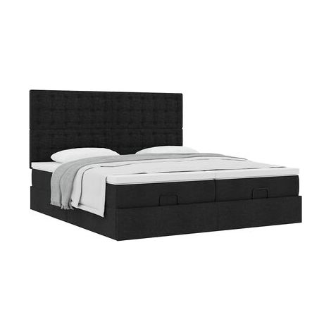 Cadre de lit coffre, matelas noir, 160 × 200 cm, tissu, espace de rangement généreux, tissu doux et respirant, pour chambre, confort quotidien, assemblage rapide (1/5)
