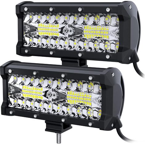Phare de Travail LED 12V 360W 7'' Projecteur Carré 24V lumière pour offroad Voiture camions SUV 4x4 tracteur, feu antibrouillard (1/5)