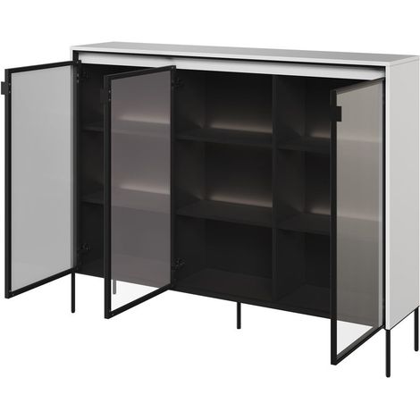 BOBOCHIC - Meuble vitrine H.118 cm LENARA avec LED Blanc (1/3)