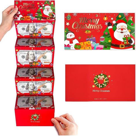 Enveloppe Pour Argent - Carton Rigide Avec 6 Fentes Pour Cartes - Pour Cadeaux De Noël Anniversaires Et Occasions Spéciales - 1 Pièce (1/2)