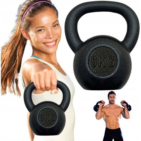 Kettlebell aus Gusseisen, 8 kg, Kettlebell-Hantel, Fitness-Trainingsgewicht 8 kg