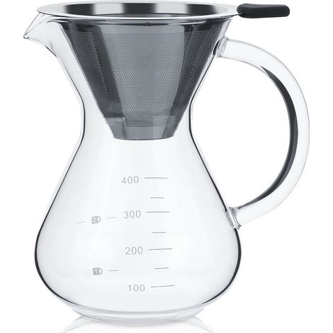 400ml Verre Cafetière Filtre Verseuse avec Balance, Maison Bureau (1/5)