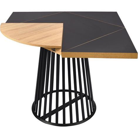 Table modulable ronde ou carrée Flipflap 100cm Chêne clair ou Noir (1/5)