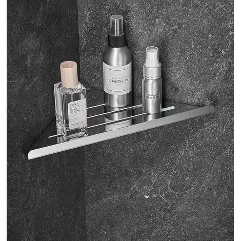 Étagère d'angle de salle de bain en acier inoxydable 304, support mural triangulaire, étagère d'angle de douche, argent (1/4)