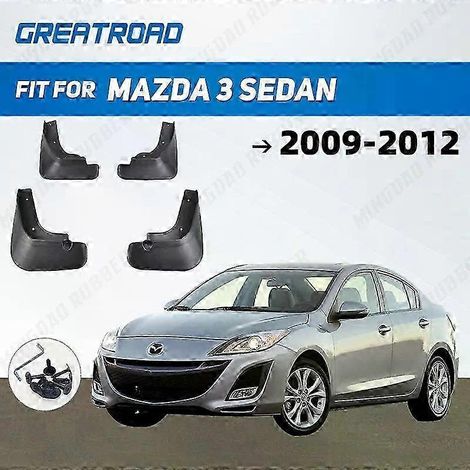 Bavettes de protection moulées uniques (4 pièces) pour Mazda 3 BL Axela Berline 2009-2013. Protection anti-éclaboussures et garde-boue. (1/5)