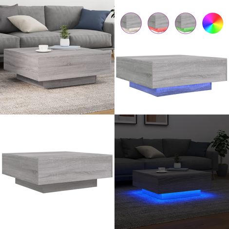 Table basse avec lumières LED sonoma gris 80x80x31 cm - Table Basse Design - Table Basse Led - Table Basse Moderne - Meuble Salon - Table D'appoint - Home & Living (1/5)