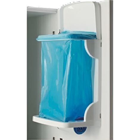 Pattumiera 10L con coperchio ferma­sacco sistema Roll‑On  per appendere anta mobile cucina bianca cm28x16 H40 camper roulotte salvaspazio (1/4)