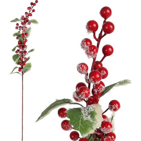 Ramo di sorbo con foglie innevate, 67 cm, rosso (1/5)