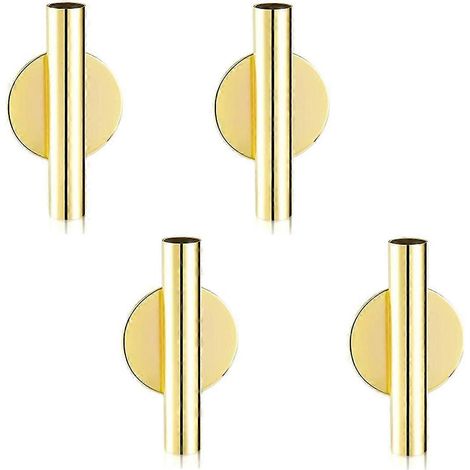 Lot de 4 supports muraux en métal pour vases tubulaires à fleurs avec support pour vases secs et fleurs sèches - Doré (1/3)