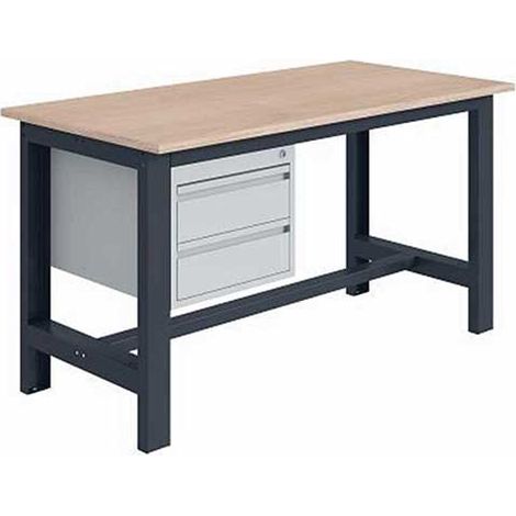 Banco da lavoro per officina con 2 cassetti - Dimensioni 1200x750x840mm - Grigio chiaro RAL7035 - W010010671-GC