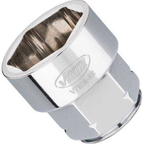 VIGOR Douille plate super fine V7202-22 Carré creux 12,5 mm (1/2 pouce) Profil hexagonal extérieur 22 (1/4)