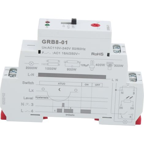 Relais Temporisé Modulaire GRB8-01, Interrupteur à Retard avec Protection contre Surcharge, Commande de Relais 110V-240V AC, Minuterie pour Tableau Électrique (1/5)