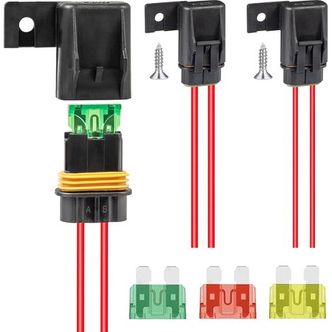 IP67 Porte Fusible 12V Etanche Porte-Fusible en Ligne 12AWG 16AWG Fil Faisceaux Câbles avec 20A 30A 40A Fusibles Voiture et Vis pour Auto Moto Camion (1/5)